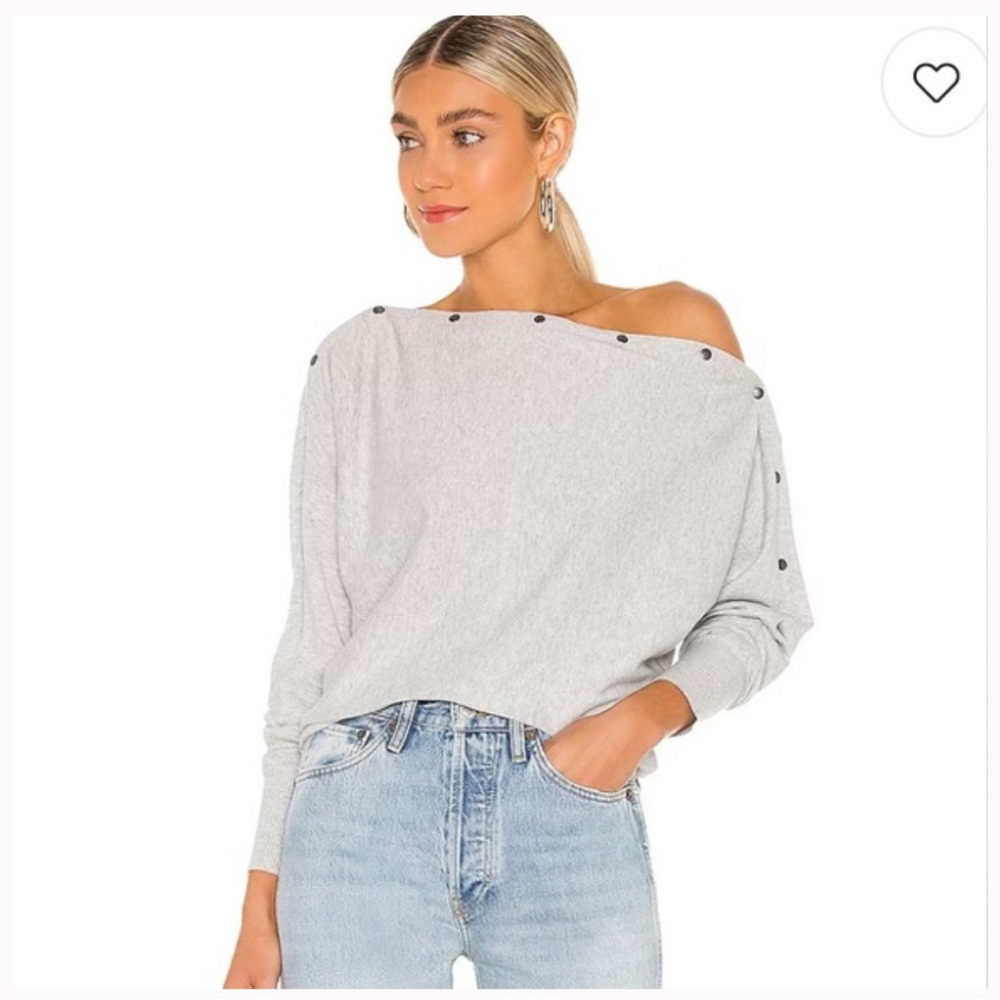 All Saints Light Gray Button-Accent Top